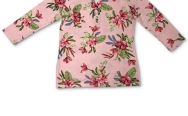 Karen Scott Women's Printed Henley T-Shirt Pink Size Small