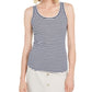 Charter Club Women's Striped Scoop Neck Tank Top Dark Blue/ White Size Large