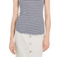 Charter Club Women's Striped Scoop Neck Tank Top Dark Blue/ White Size Large