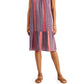 Style & Co Women's Striped Tiered Midi Dress Orange/Blue Size Petite M