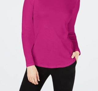 Charter Club Women's Cotton Mock Neck Top Pink Size X-Large