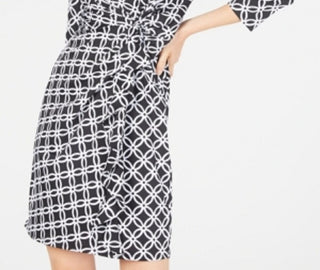 NY Collection Women's Printed Ruffled Sheath Dress Black Size Petite XL