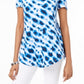 JM Collection Women's Printed Cold Shoulder Top Blue Size X-Small