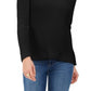 Style & Co Women's Cotton Rib Knit V Neck Sweater Black Size Large