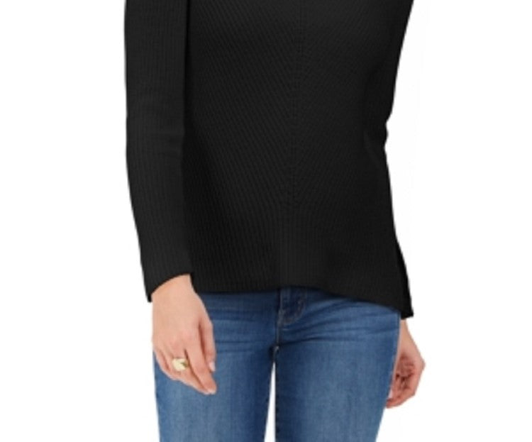 Style & Co Women's Cotton Rib Knit V Neck Sweater Black Size Large