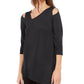 Alfani Women's Asymmetrical Cut Out Top Black Size L