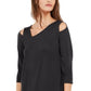 Alfani Women's Asymmetrical Cut Out Top Black Size L
