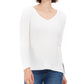 Style & Co Women's Ribbed V Neck Cotton Sweater White Size X-Large
