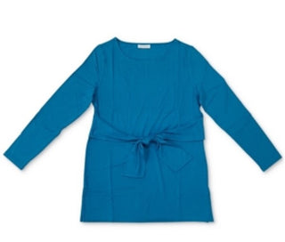 Charter Club Women's Long Sleeve Tie Waist Top Dreamy Blue Size X-Large