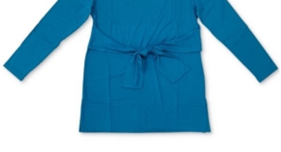 Charter Club Women's Long Sleeve Tie Waist Top Dreamy Blue Size X-Large
