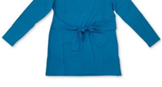 Charter Club Women's Long Sleeve Tie Waist Top Dreamy Blue Size X-Large