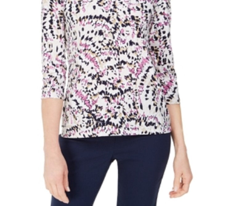 JM Collection Women's Printed Gel Dot Top Pink Size Medium