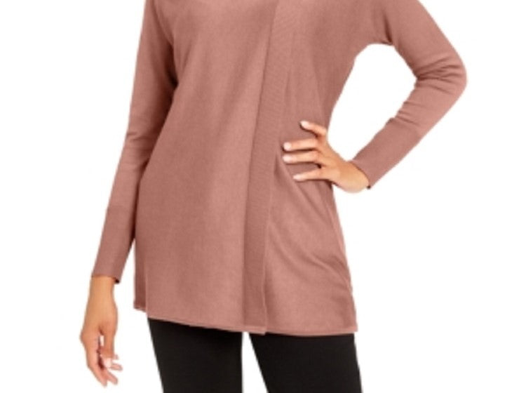 JM Collection Women's Faux Wrap Cowl Neck Sweater Pink Size Medium