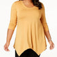 JM Collection Women's V Neck Handkerchief Hem Top -Yellow Size X-Large