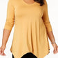 JM Collection Women's V Neck Handkerchief Hem Top -Yellow Size X-Large