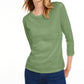 Maison Jules Women's 3/4 Sleeve Solid T-Shirt Green Size X-Large