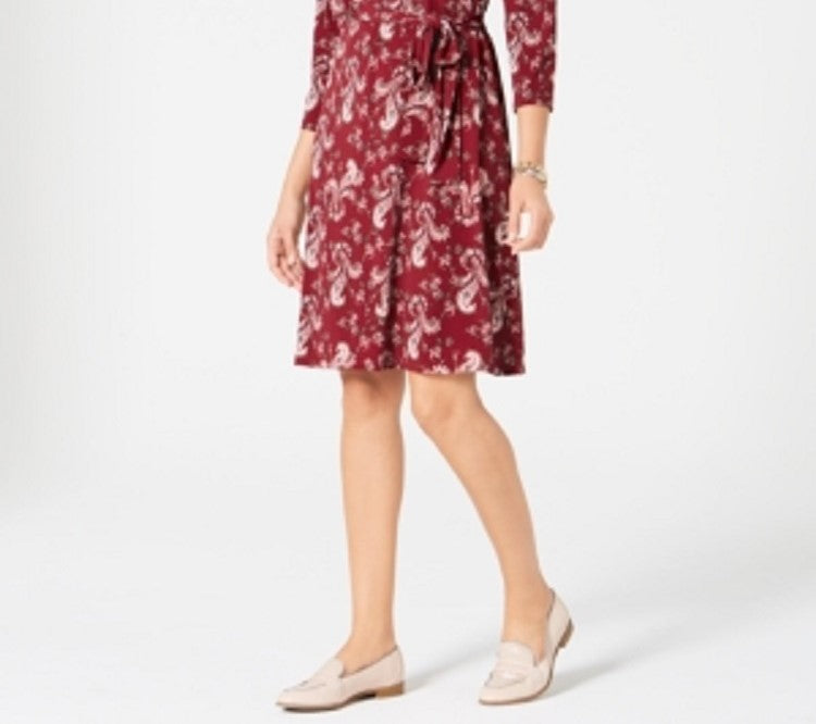 Charter Club Women's Printed Polo Shirtdress Red Size Petite Small