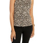 Thalia Sodi Women's Leopard Print Mock Neck Sleeveless Top Brown Size Large