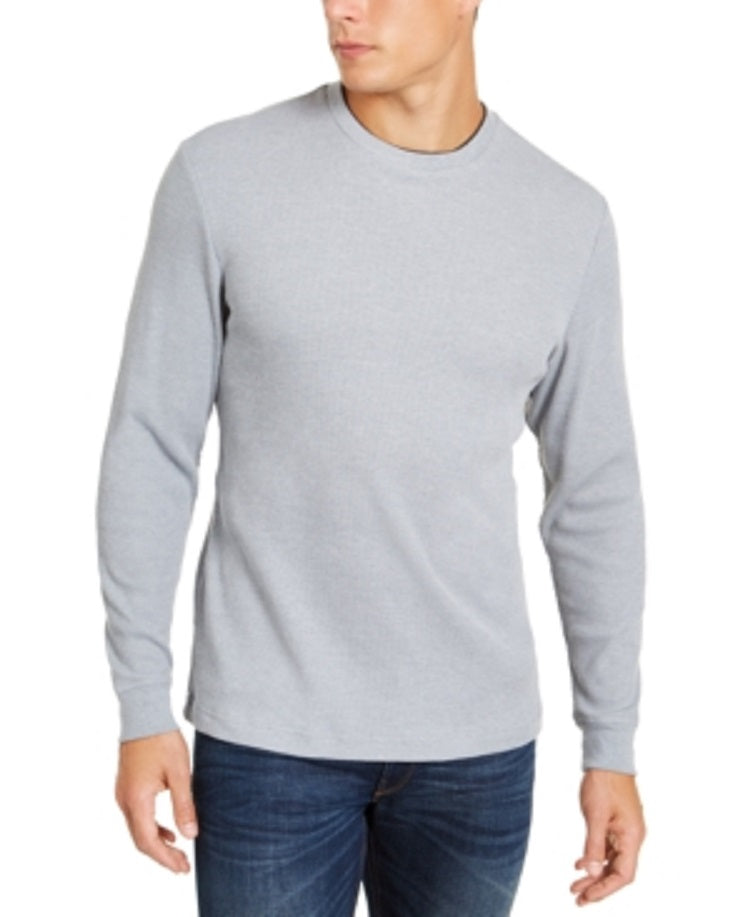 Club Room Men's Thermal Crewneck Shirt Gray Size Small