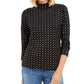 Karen Scott Women's Snowflake Dot Printed Mock Neck Top Black Size Medium