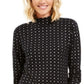 Karen Scott Women's Snowflake Dot Printed Mock Neck Top Black Size Medium