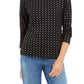 Karen Scott Women's Snowflake Dot Printed Mock Neck Top Black Size Medium