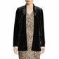 Calvin Klein Women's Long Sleeve Open Front Velvet Jacket Black Size 10