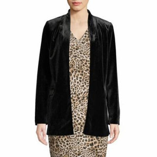 Calvin Klein Women's Long Sleeve Open Front Velvet Jacket Black Size 10