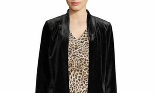 Calvin Klein Women's Long Sleeve Open Front Velvet Jacket Black Size 10