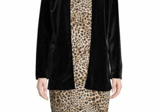 Calvin Klein Women's Long Sleeve Open Front Velvet Jacket Black Size 10