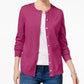 Karen Scott Women's Crew Neck Cardigan Pink Size X-Small