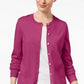 Karen Scott Women's Crew Neck Cardigan Pink Size X-Small