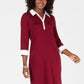 Karen Scott Women's Contrast Trim Cotton Shirtdress Red Size Petite Small