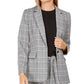 Calvin Klein Women's Plaid One Button Blazer Charcoal Size 0