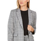 Calvin Klein Women's Plaid One Button Blazer Charcoal Size 0