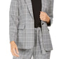 Calvin Klein Women's Plaid One Button Blazer Charcoal Size 0