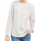 Karen Scott Women's Sport Printed Microfleece Top White Size X-Small