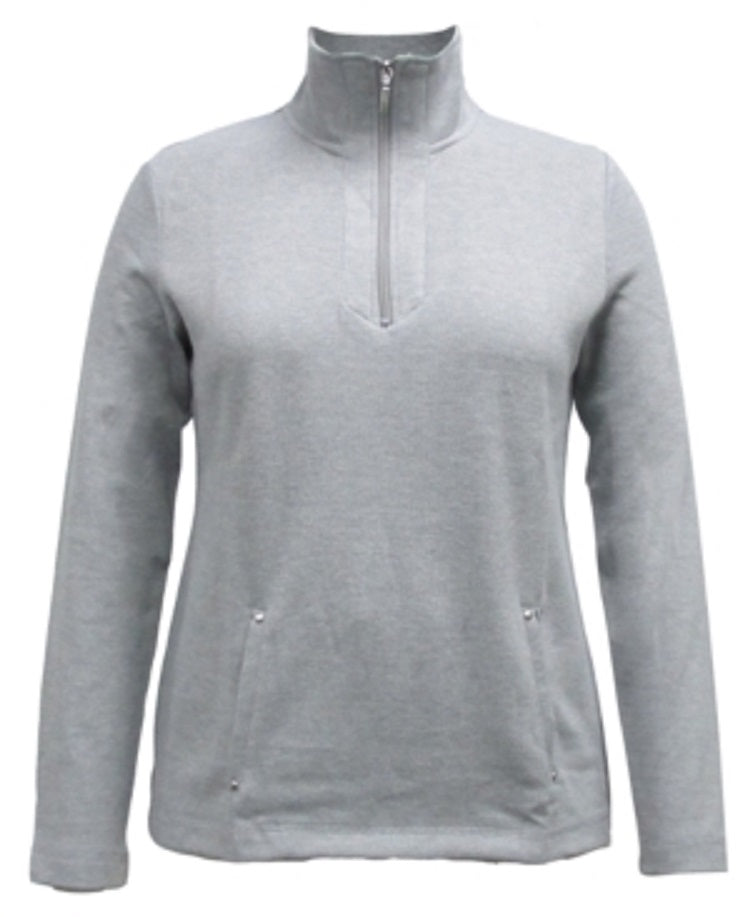 Karen Scott Women's Half Zip Top Gray Size X-Small