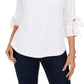 Charter Club Women's Textured Tie Cuff Top White Size XX-Large