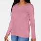 Karen Scott Women's Satin Trim Scoop Neck Top Pink Size X-Large