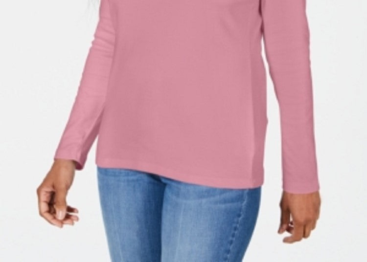 Karen Scott Women's Satin Trim Scoop Neck Top Pink Size X-Large