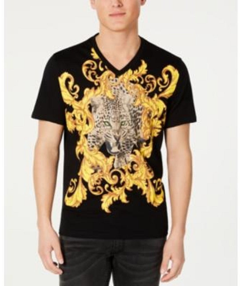 INC International Concepts Men's Baroque Foil Leopard T-Shirt Black Size X-Large