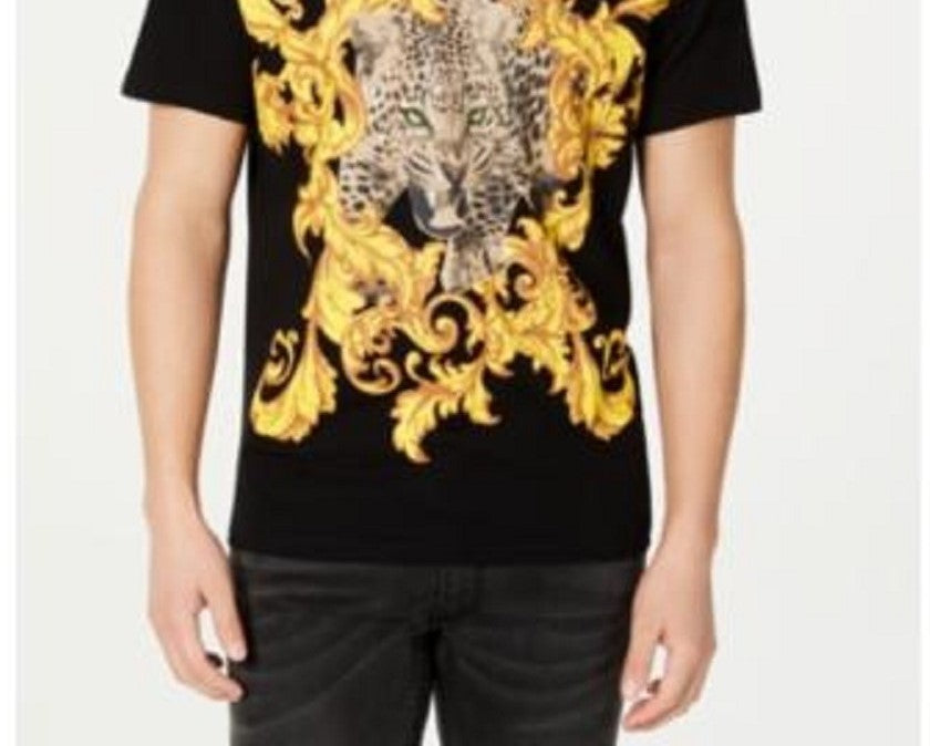 INC International Concepts Men's Baroque Foil Leopard T-Shirt Black Size X-Large