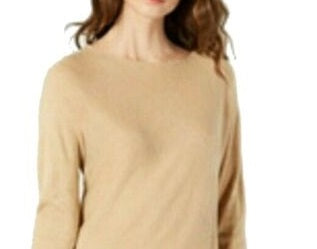 INC International Concepts Women's Solid Shirttail Pullover Sweater Beige Size X-Large