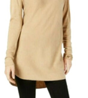 INC International Concepts Women's Solid Shirttail Pullover Sweater Beige Size X-Large