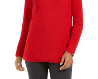 Charter Club Women's Solid Long Sleeve V Neck T-Shirt Top Red Size Small