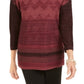 JM Collection Women's Metallic Stitched Drop Shoulder Sweater Wine  Size Small