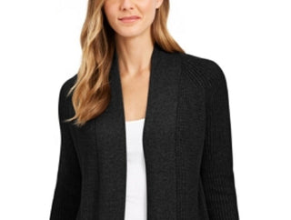 Charter Club Women's Cotton Open Front Cardigan Black Size XX-Large
