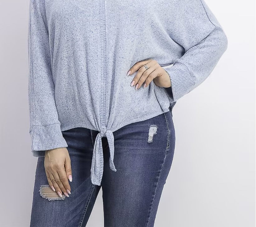 Style & Co Women's Tie Front Top Blue  Size Medium