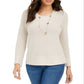 Style & Co Women's Mixed Stitch Sweater Brown Size Petite Medium